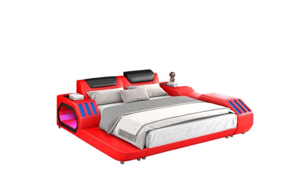 JVmoebel Bett Luxus Led Betten Beleuchtetes Schlafzimmer Bett Lederbett (Bett), Made in Europa