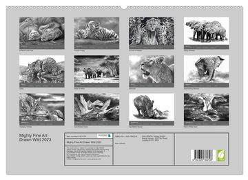 CALVENDO Wandkalender Mighty Fine Art Drawn Wild 2023 (Premium-Calendar 2023 DIN A2 Landscape)