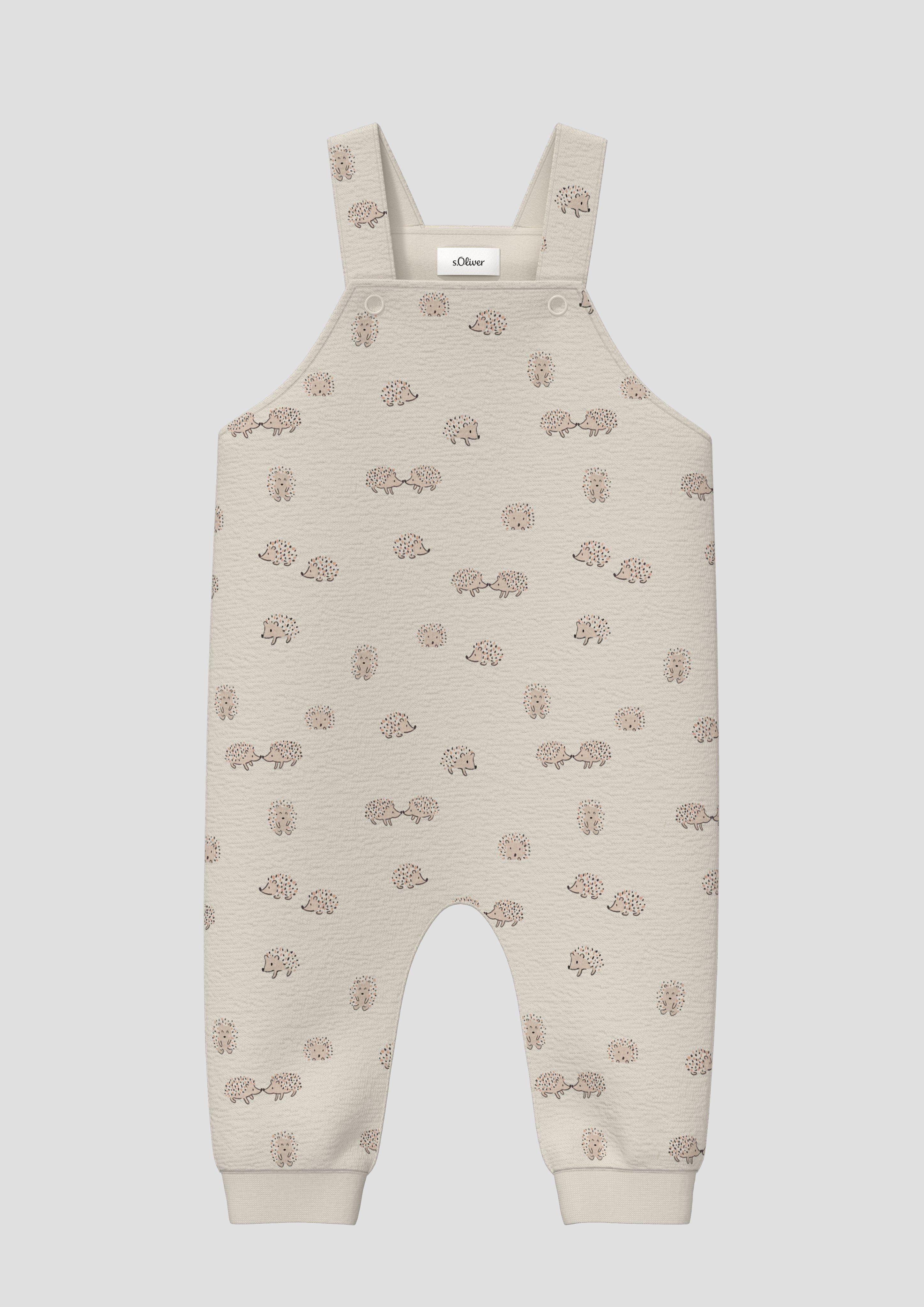 Latzhose Unisex Latzhose mit Rippbündchen und Igel-Motiv