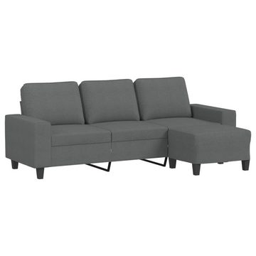 vidaXL Sofa 3-Sitzer-Sofa mit Hocker Dunkelgrau 180 cm Stoff