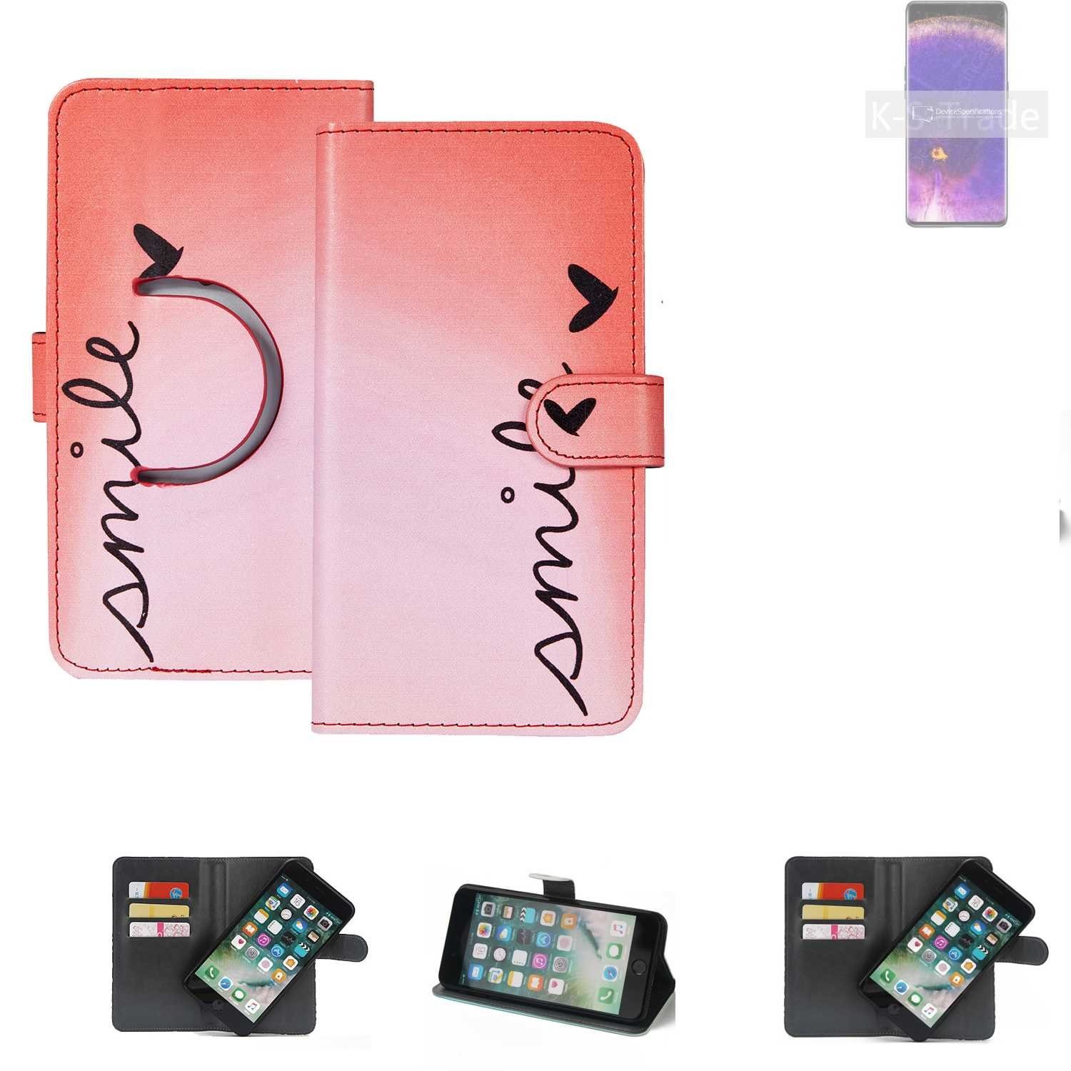K-S-Trade Handyhülle für Oppo Find X5 Pro, Schutzhülle Handyhülle Hülle cover bookstyle Etui ''smile'' rot