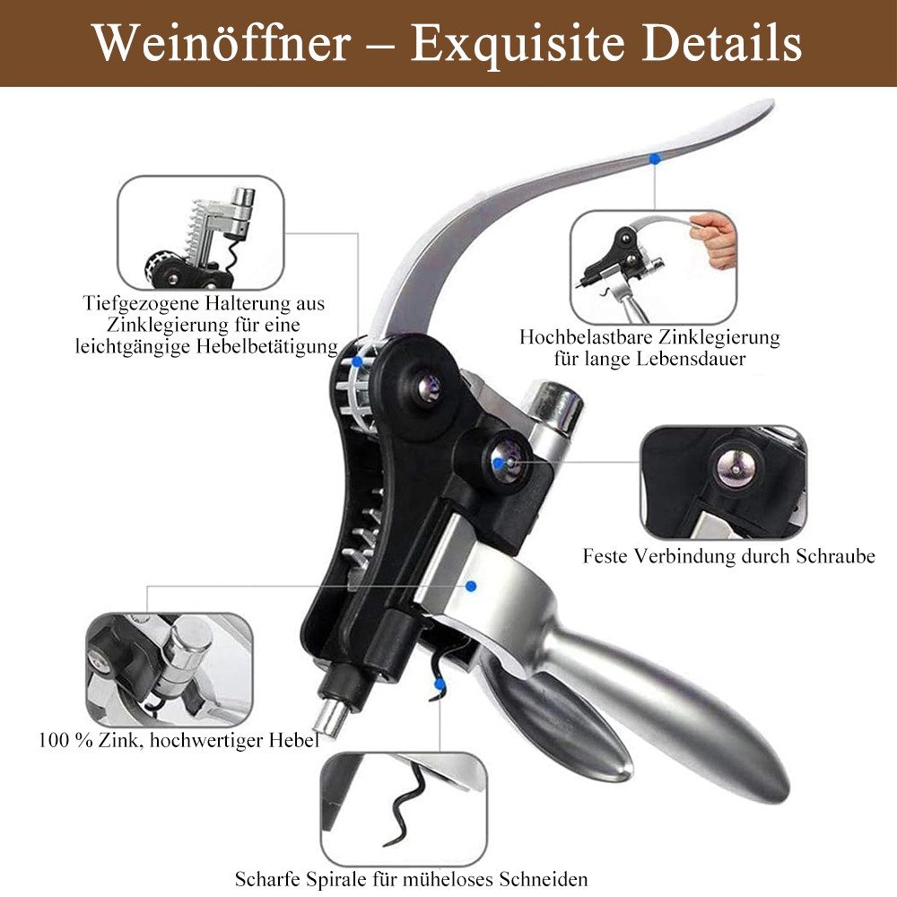 AFKSMILE Weinflaschenöffner Korkenzieher Wein Set, 10 Stück Manueller Weinöffner Sommelier-Sets (10-tlg), Sommelier Set, Weinzubehör Geschenkset für Weinliebhab – Bild 3 von 5