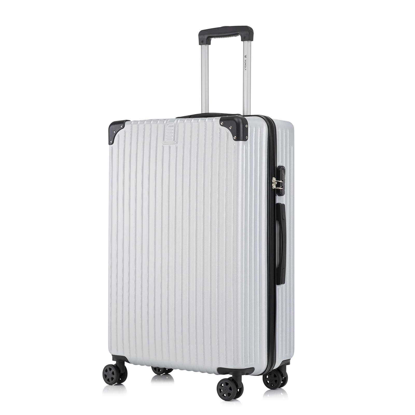 yonsly Hartschalen-Trolley Reisekoffer ABS Hartschalen Trolley, Rollkoffer Handgepäck, 4 Rollen, Sicherheitsschloss, Weichem Gummigriff,56/66/76 cm, 45/69/99 L