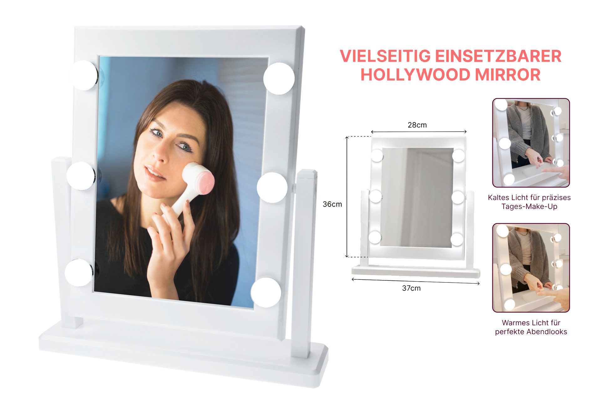 Fantasia LED Зеркалоleuchte Hollywood-Spiegel, LED fest integriert, Tageslichtweiß, Warmweiß, LED Schminkspiegel