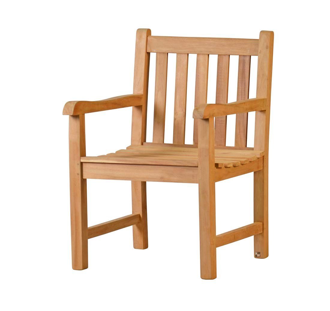 Kai Wiechmann Gartensessel Massiver Teak Sessel im klassischen Design, robuster Holzsessel, nachhaltiger und unbehandelter Teakholzsessel