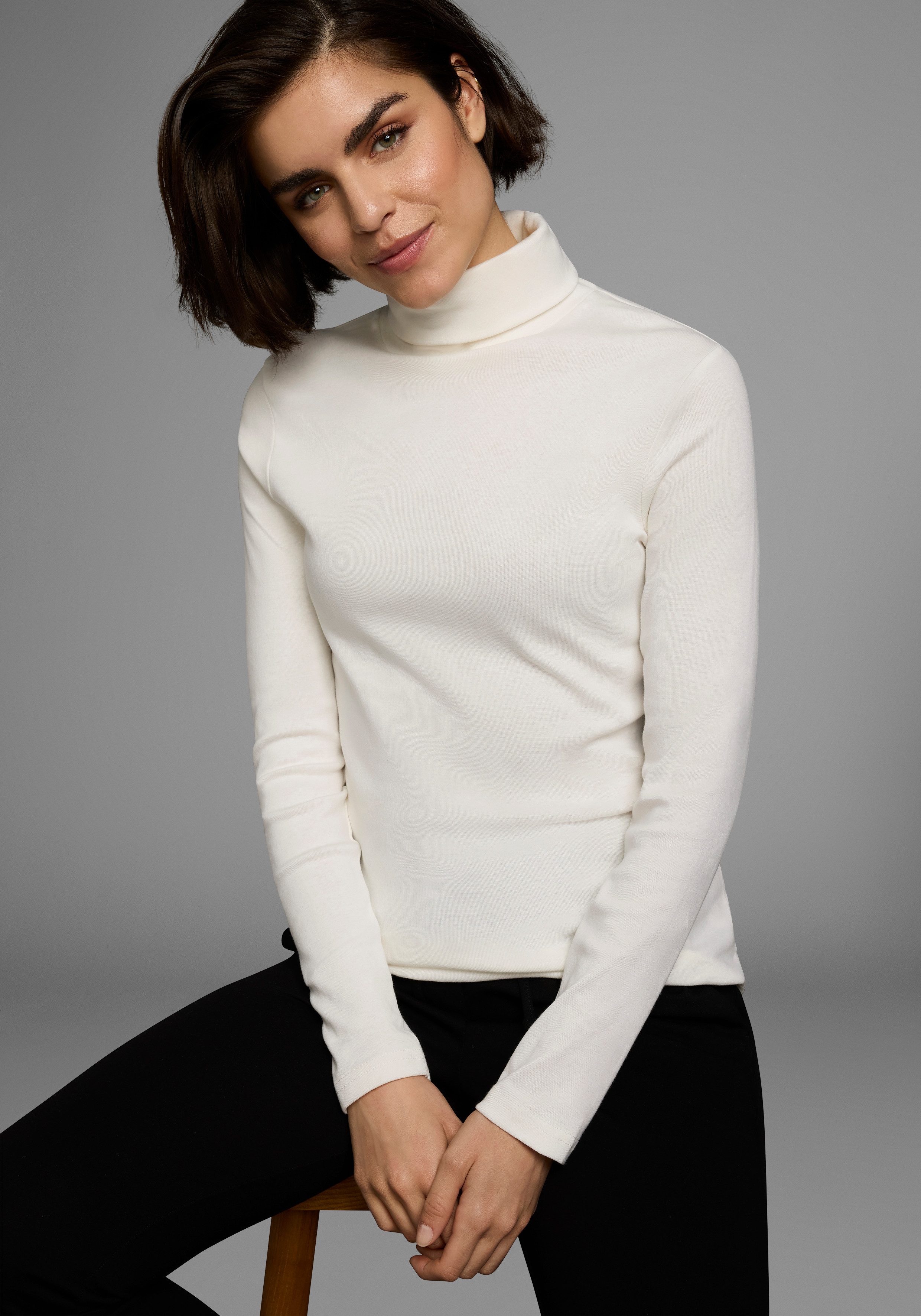 Flashlights Rollkragenshirt (2er-Pack) Langarm, sehr figurbetont, aus Feinrippstoff, aus 100% Baumwolle