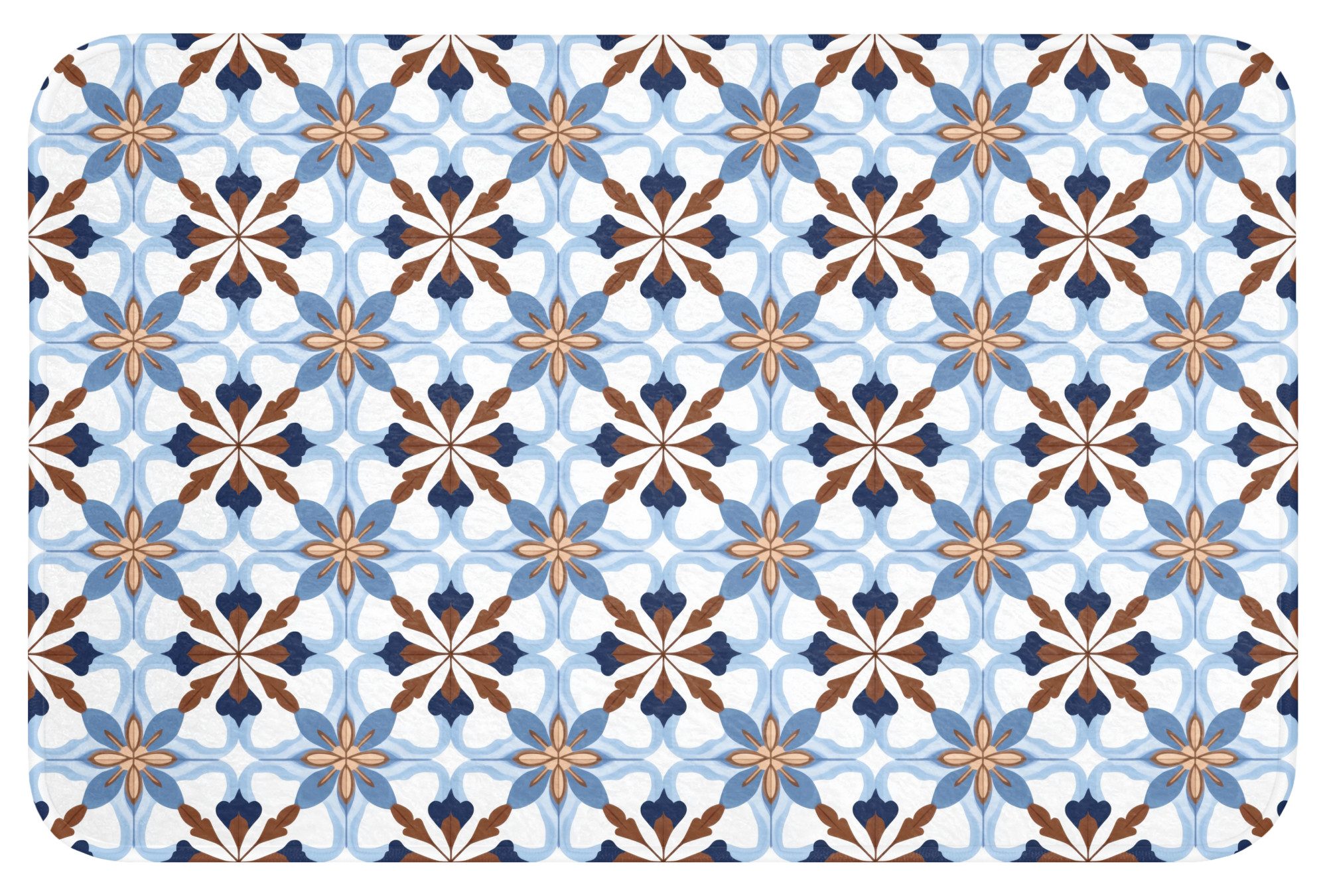 OnlyWow WC-Vorleger Ornament - Fliese - Bunt, Höhe 10 mm, Polyester, Rechteckig, WC Teppich, Toilettenvorleger, Toilettenteppich, Badematte 60x40 cm