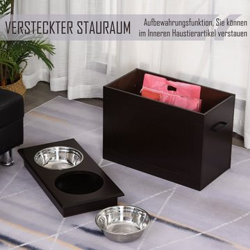 PawHut Napf-Set 2 Fressnäpfe, versteckter Stauraum