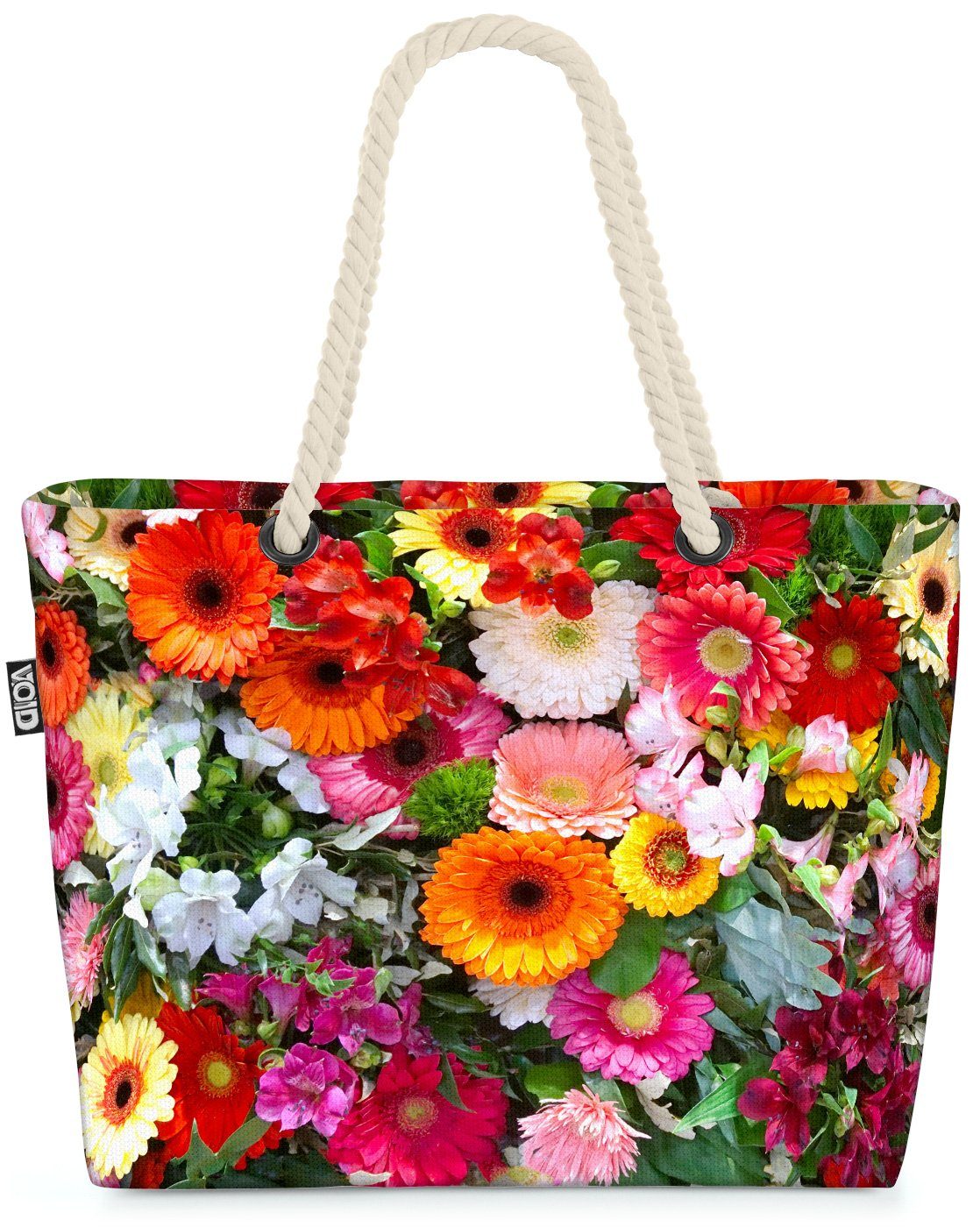 VOID Strandtasche (1-tlg), Blumenmischung Beach Bag Blume Gerbera Rose Gänseblümchen Hochzeit Floral Blume