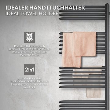 LuxeBath Badheizkörper Designheizkörper Handtuchtrockner Handtuchheizkörper Handtuchhalter, Anthrazit 500x160mm inkl. Montage-Set