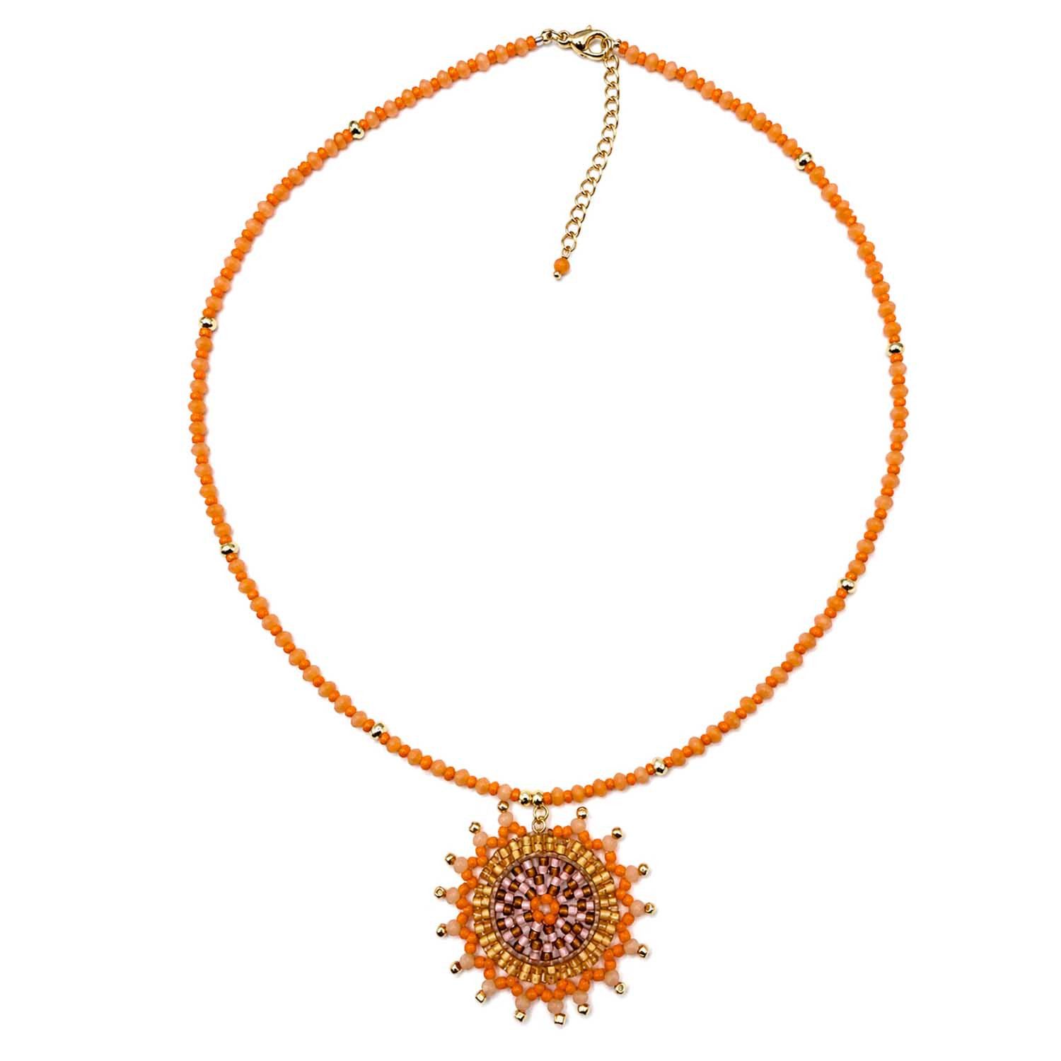 Impala Kette mit Anhänger Kette Jutil mit handgefertigtem Perlenanhänger – Glasperlen, 42 + 5 cm, handgefertigte Halskette