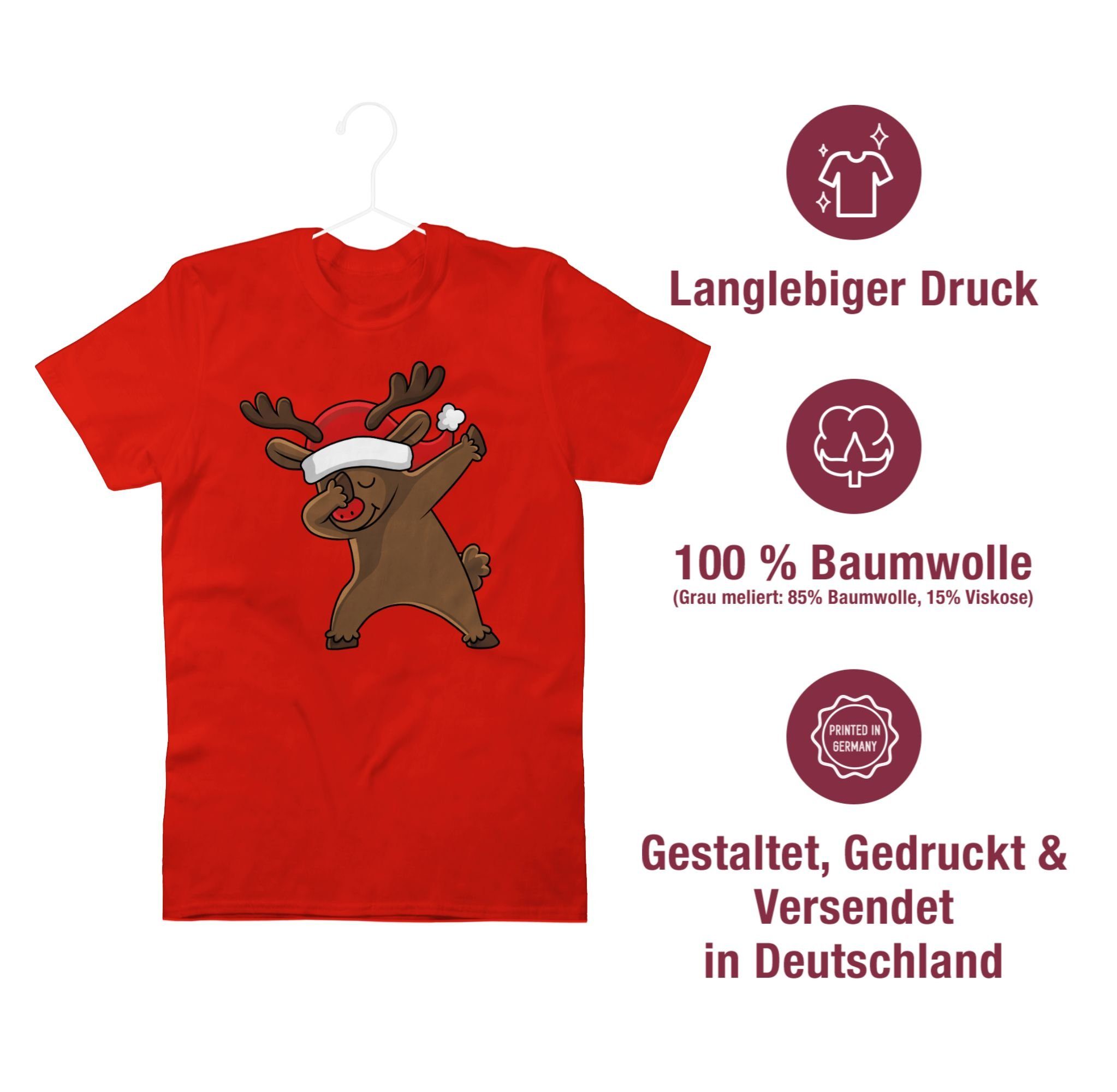 Shirtracer T-Shirt 1 Kleidung Dabbing Weihnachtsreh Rot Weihachten
