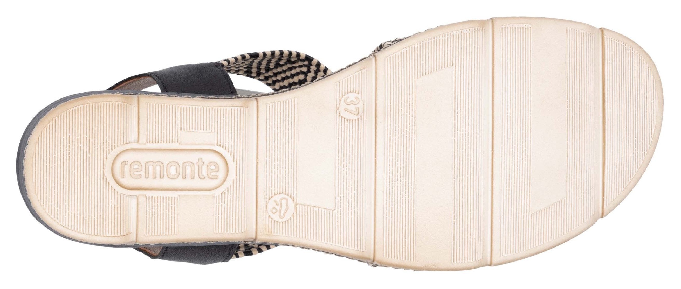 Remonte Keilsandalette, Riemchensandale, Sommerschuh, Bequemschuh mit Muster