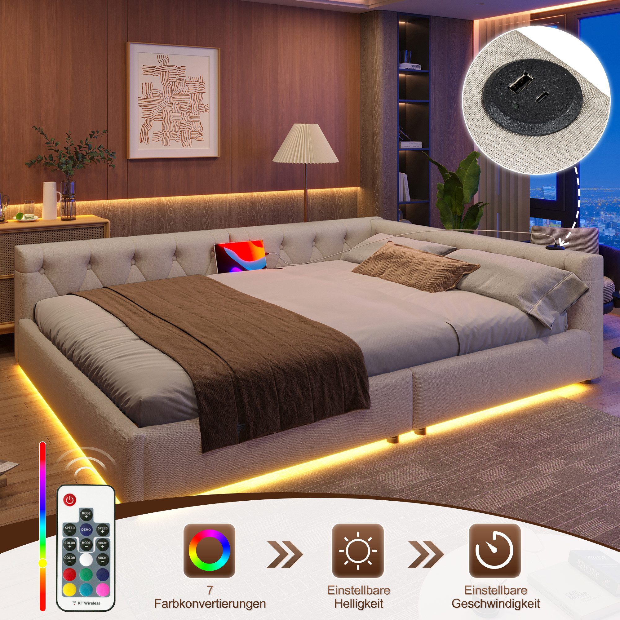STILVORA Schlafsofa 140x200 mit LED-Licht,Tagesbett Daybett günstig online kaufen