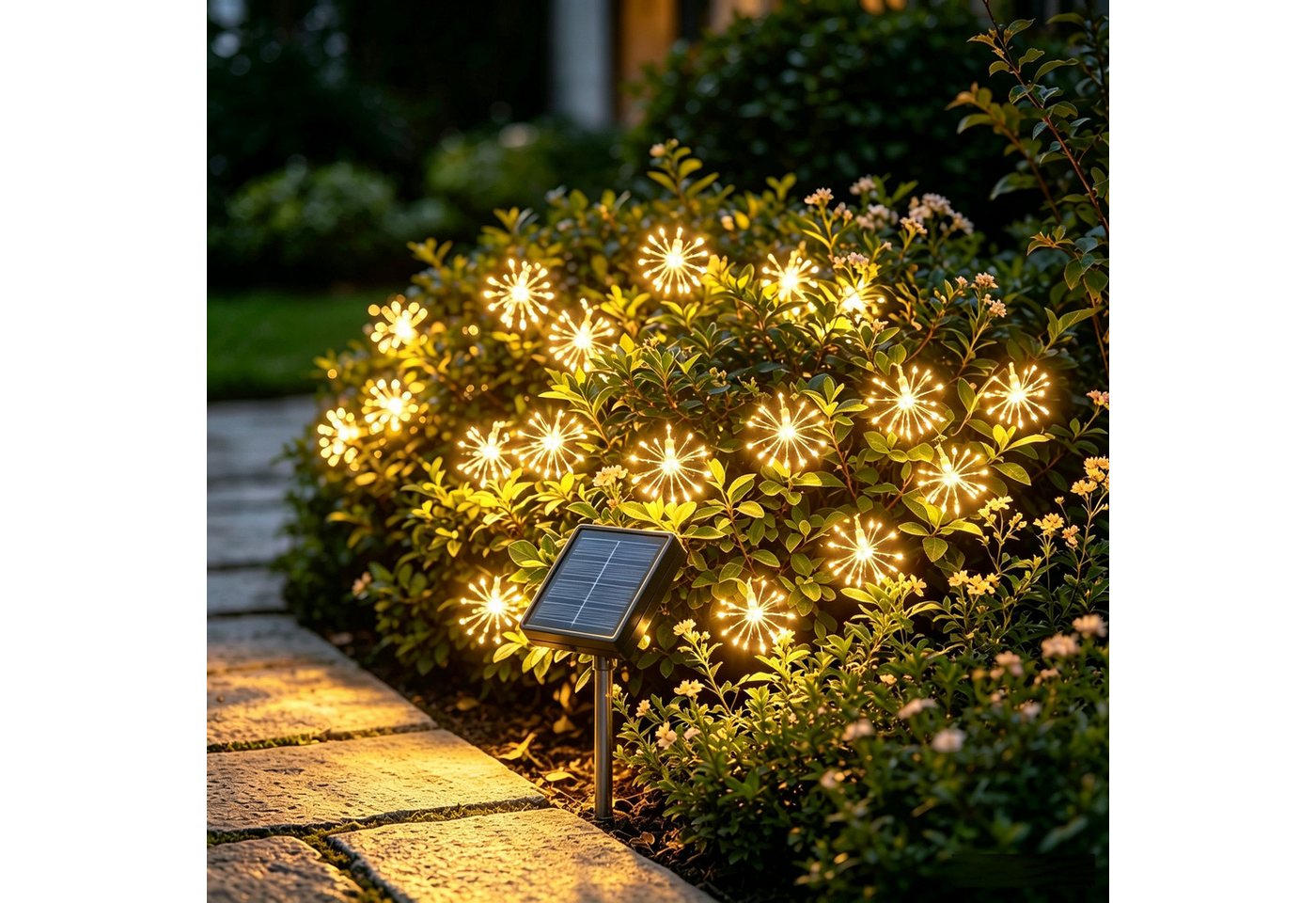 Salcar LED Solarleuchte LED Feuerwerk Lichterkette Solarleuchte Gartenleuchte Außen, Warmweiß