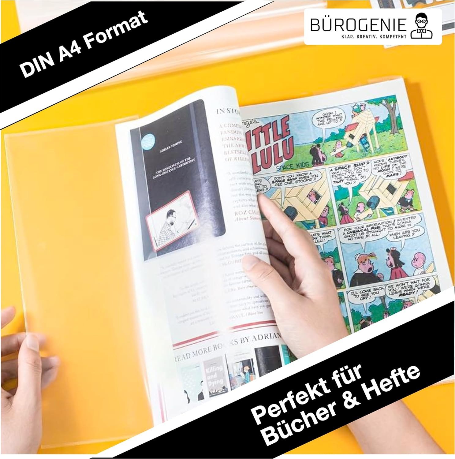 Bürogenie Schulheft 20x Buchumschlag transparent Umschlag & Hefthülle Buchschoner A4