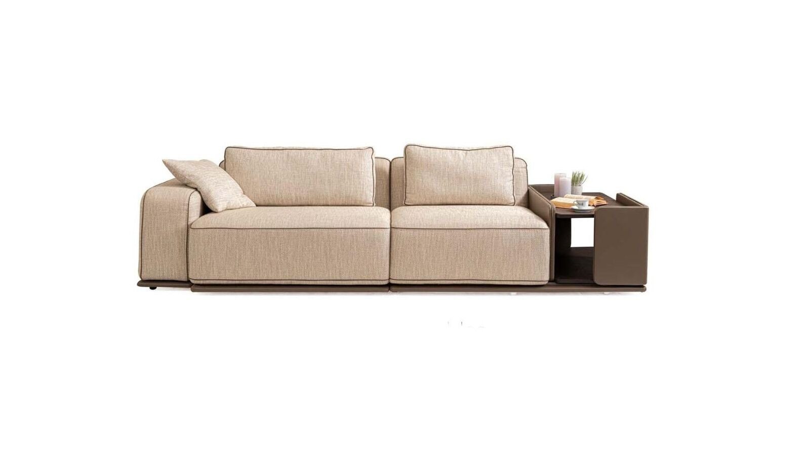 JVmoebel 3-Sitzer Dreisitzer Couch Sofa 3 Sitzer Beige Stoff Stoffsofa Polstersofa Tisch, 1 Teile, Made in Europa