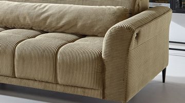 Massivart® Big-Sofa LOGAN Cord grün 280 cm / 4-Sitzer, Sitztiefenverstellung, Kopfteilverstellung, Wellenunterfederung