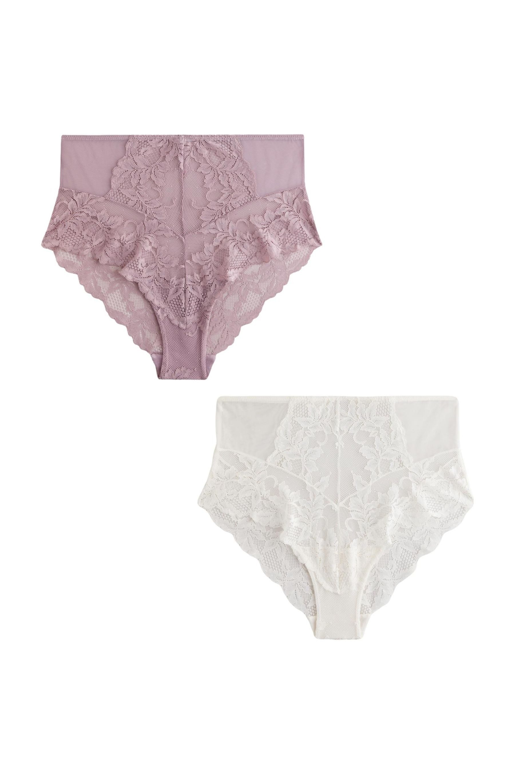 Taillenslip Spitzenslip mit hoher Taille im 2er-Pack