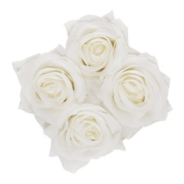 Kunstblume »Graue Rosenbox rund 4 Rosen«, relaxdays, Höhe 14 cm, Weiß
