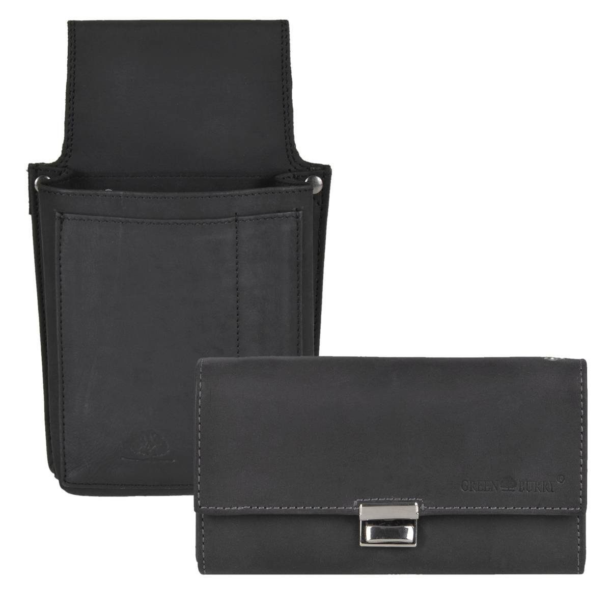 Greenburry Kellnerbörse Vintage Black (2-teilig), Set, Kellnertasche + Börse, Holster, Portemonnaie, schwarz