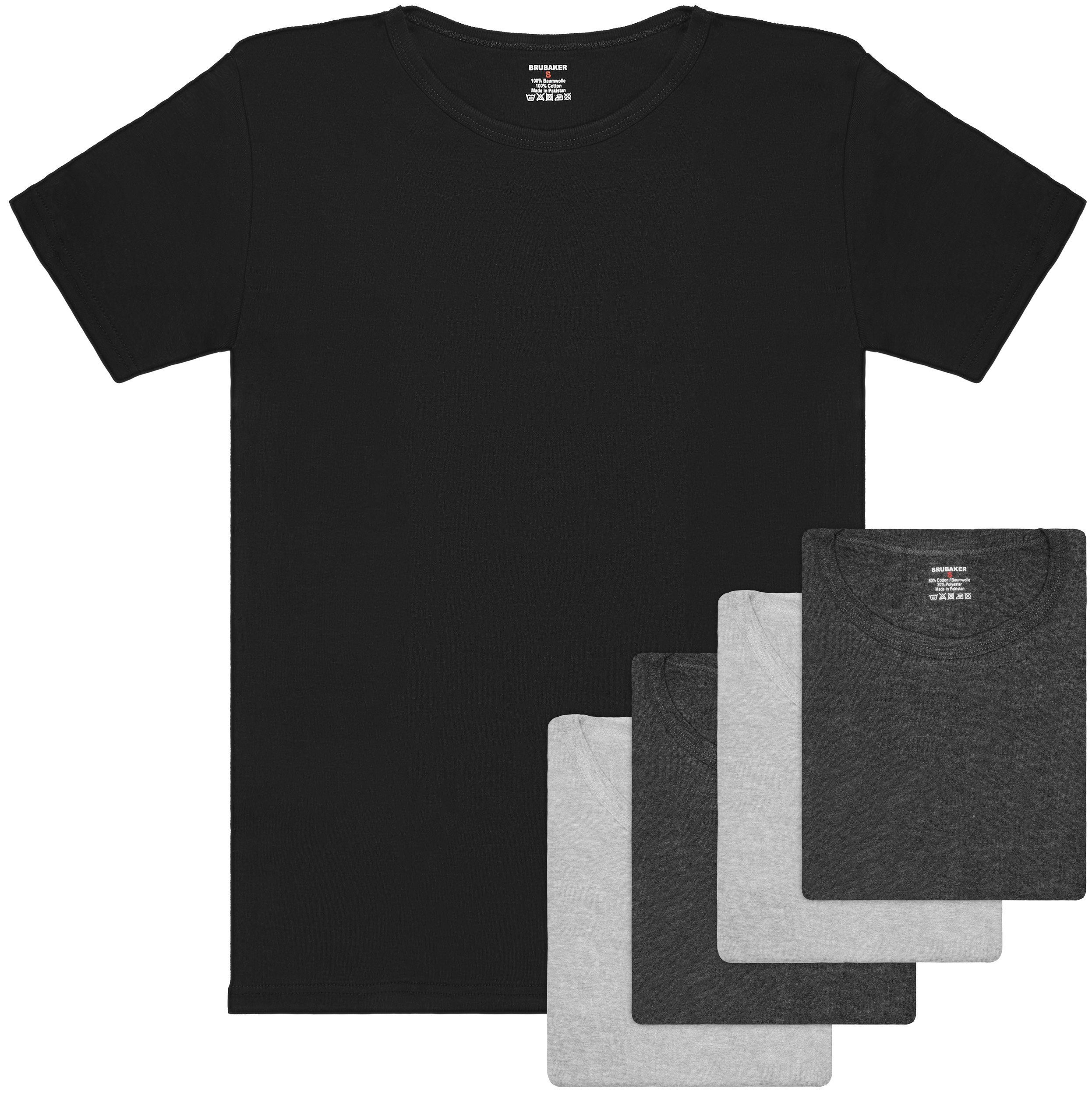 BRUBAKER Unterziehshirt Herren Unterhemd mit Rundhals Auschnitt (Set, 5-St. günstig online kaufen