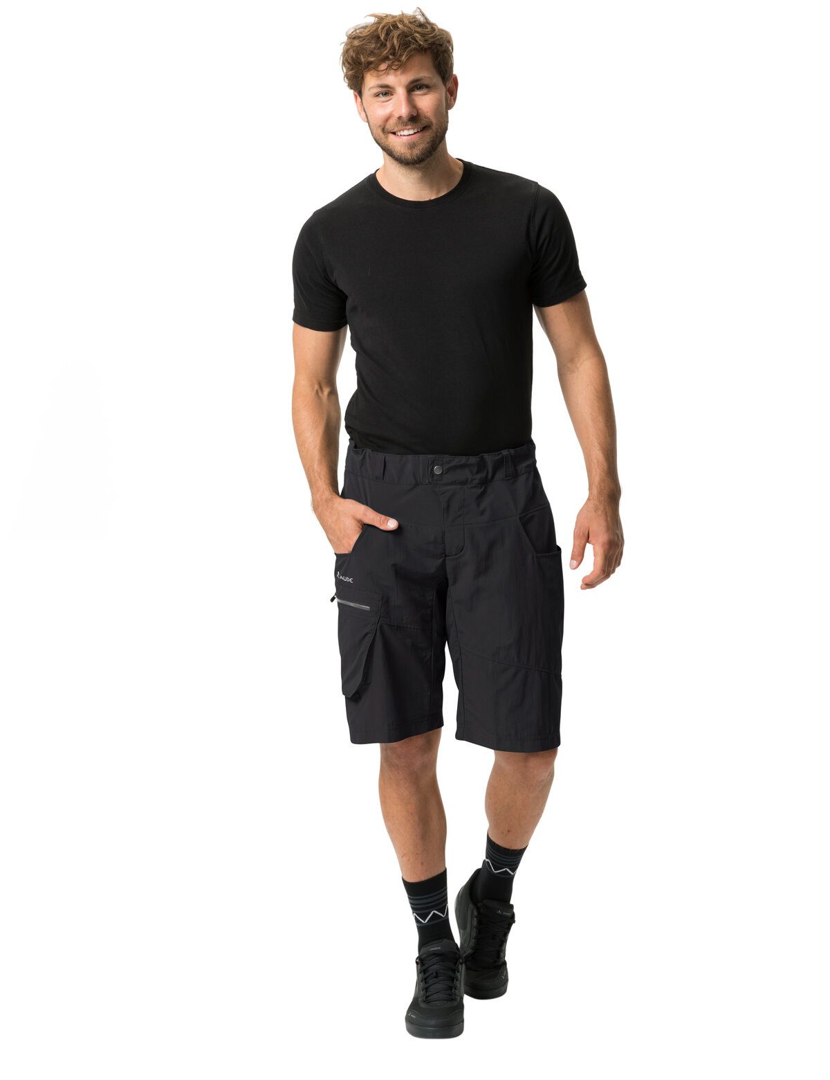VAUDE Fahrradhose MEN'S QIMSA SHORTS für Radsport, aus Polyamid, mit Sitzpolster, mit Eingrifftasche