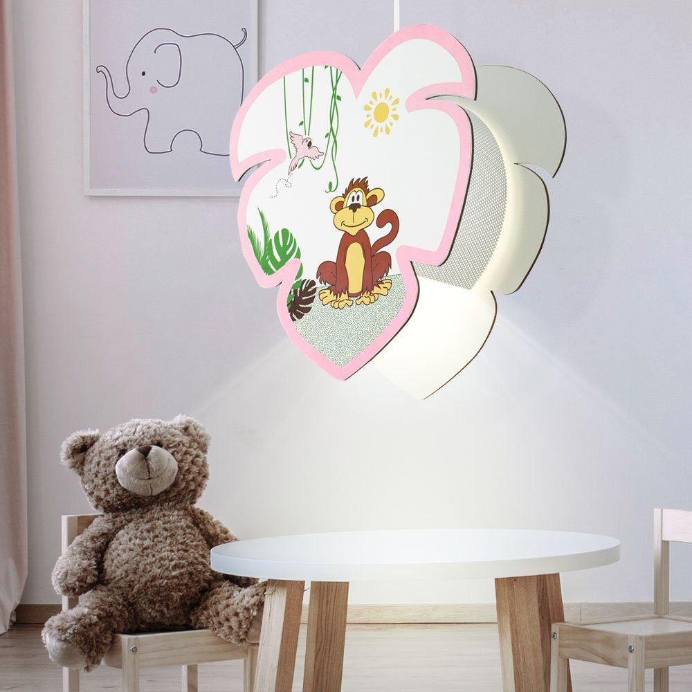 etc-shop Affen Zimmer Kinder inklusive, Hänge Pendelleuchte, Motiv LED Lampe Leuchte Leuchtmittel Warmweiß, Mädchen Pendel Decken im