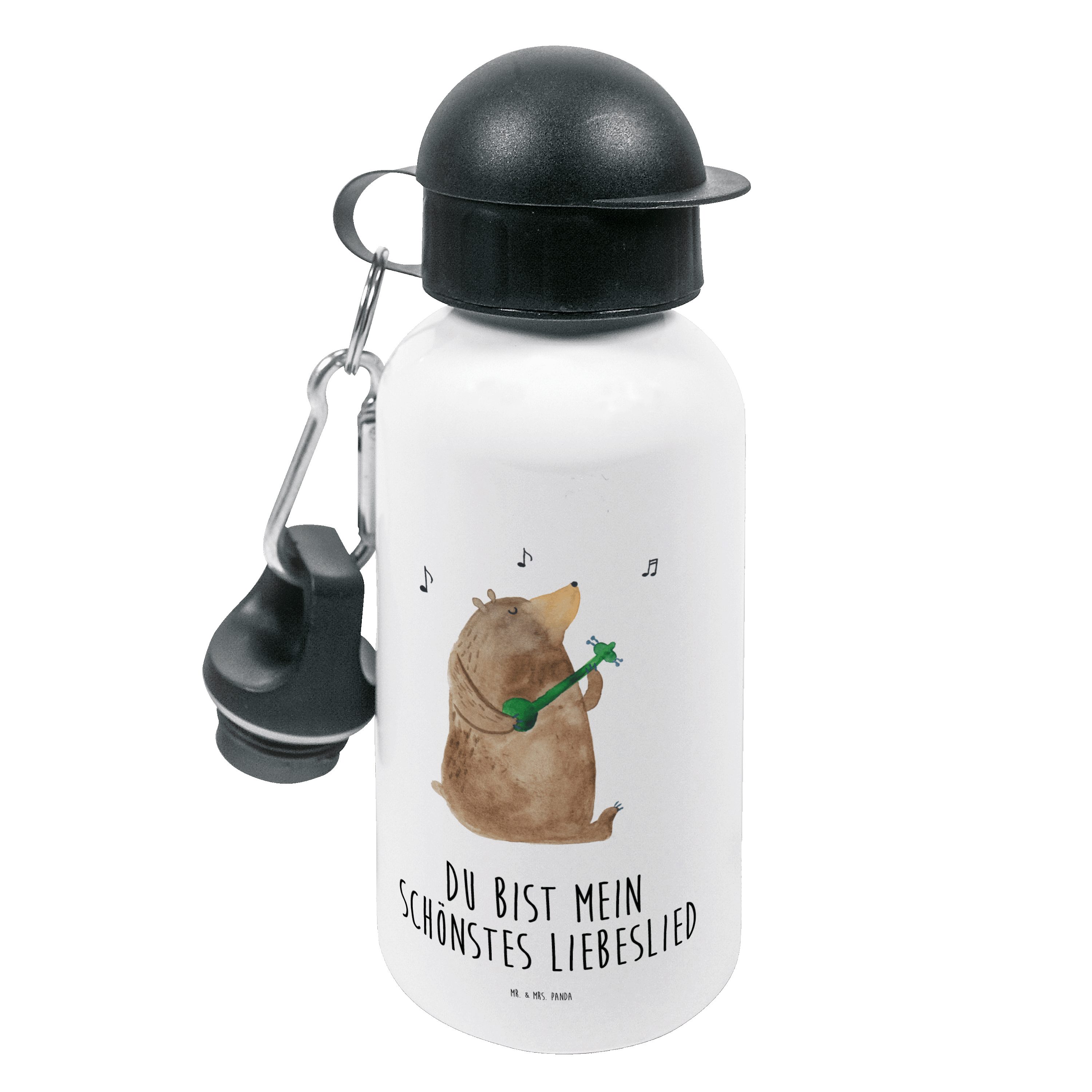 Mr. & Mrs. Panda Trinkflasche Bär Lied - Weiß - Geschenk, Teddybär, Kindertrinkflasche, Kindergarte
