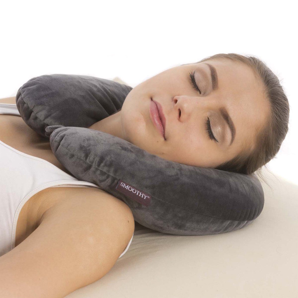 Smoothy Nackenkissen SMOOTHY Reisekissen–Ergonomisches Nackenkissen mit Microbeads & Fleece, Mikroperlen Füllung & Fleece Bezug