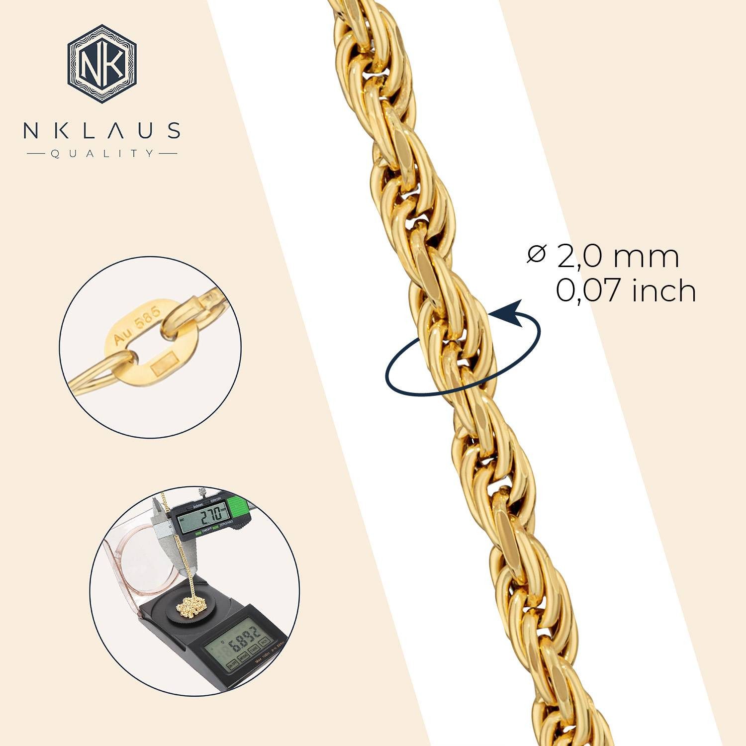 NKlaus Goldkette 45cm Zopfkette 585 Gelb günstig online kaufen