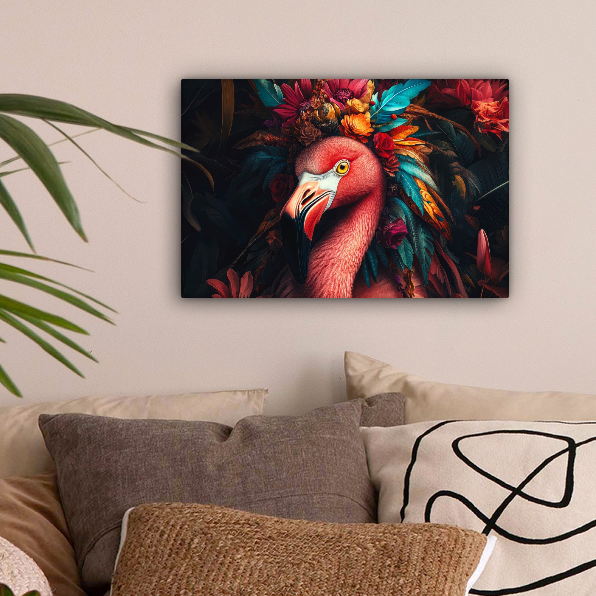 OneMillionCanvasses® Leinwandbild Flamingo - Farbenfroh - günstig online kaufen