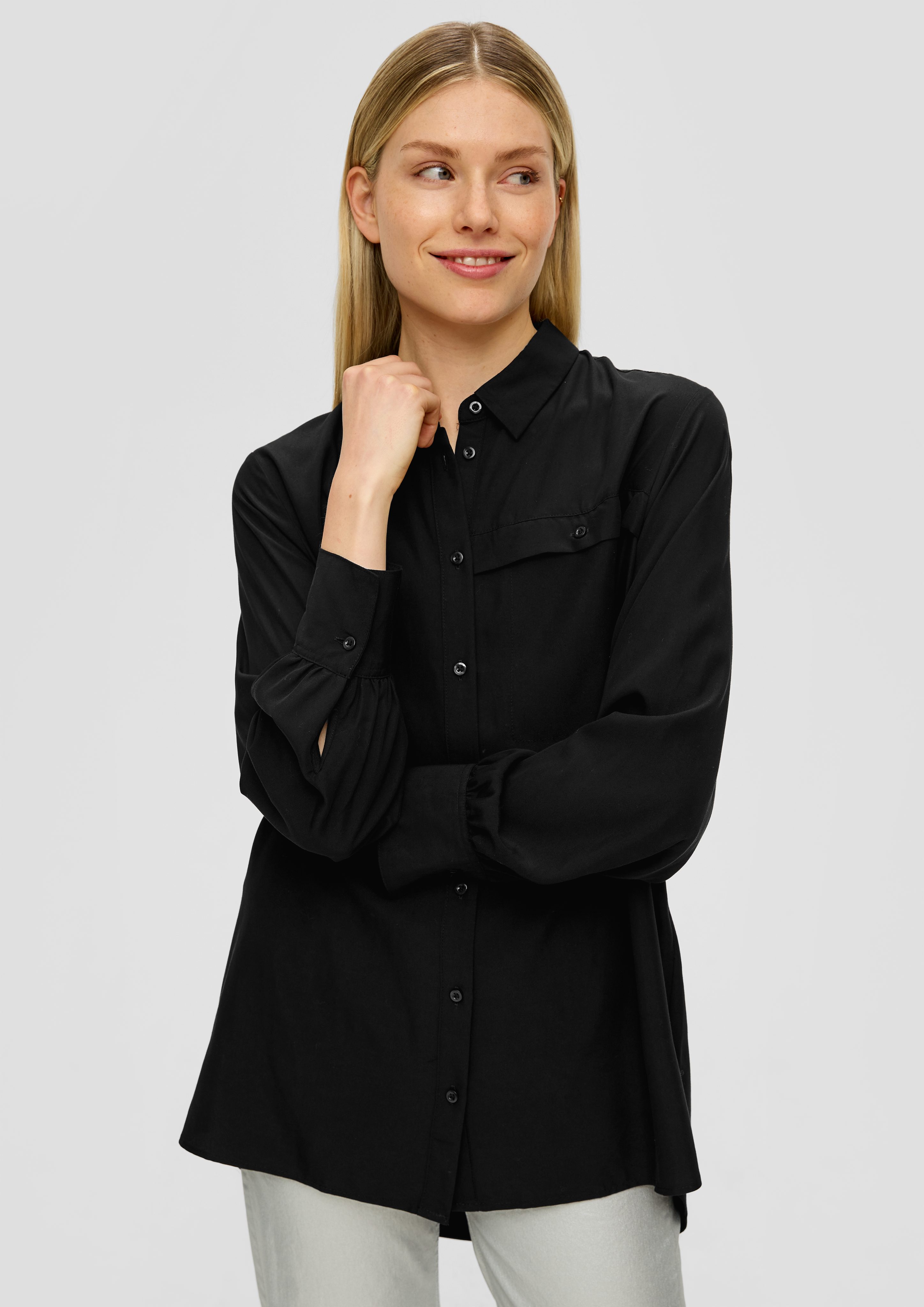 Langarmbluse Twill-Bluse aus Viskosemix