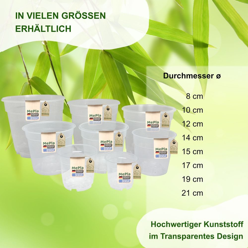Heimwerkercenter Blumentopf MePla - 5 Stück - Pflanztopf Orchidee ø 8 cm - transparent – Bild 3 von 4