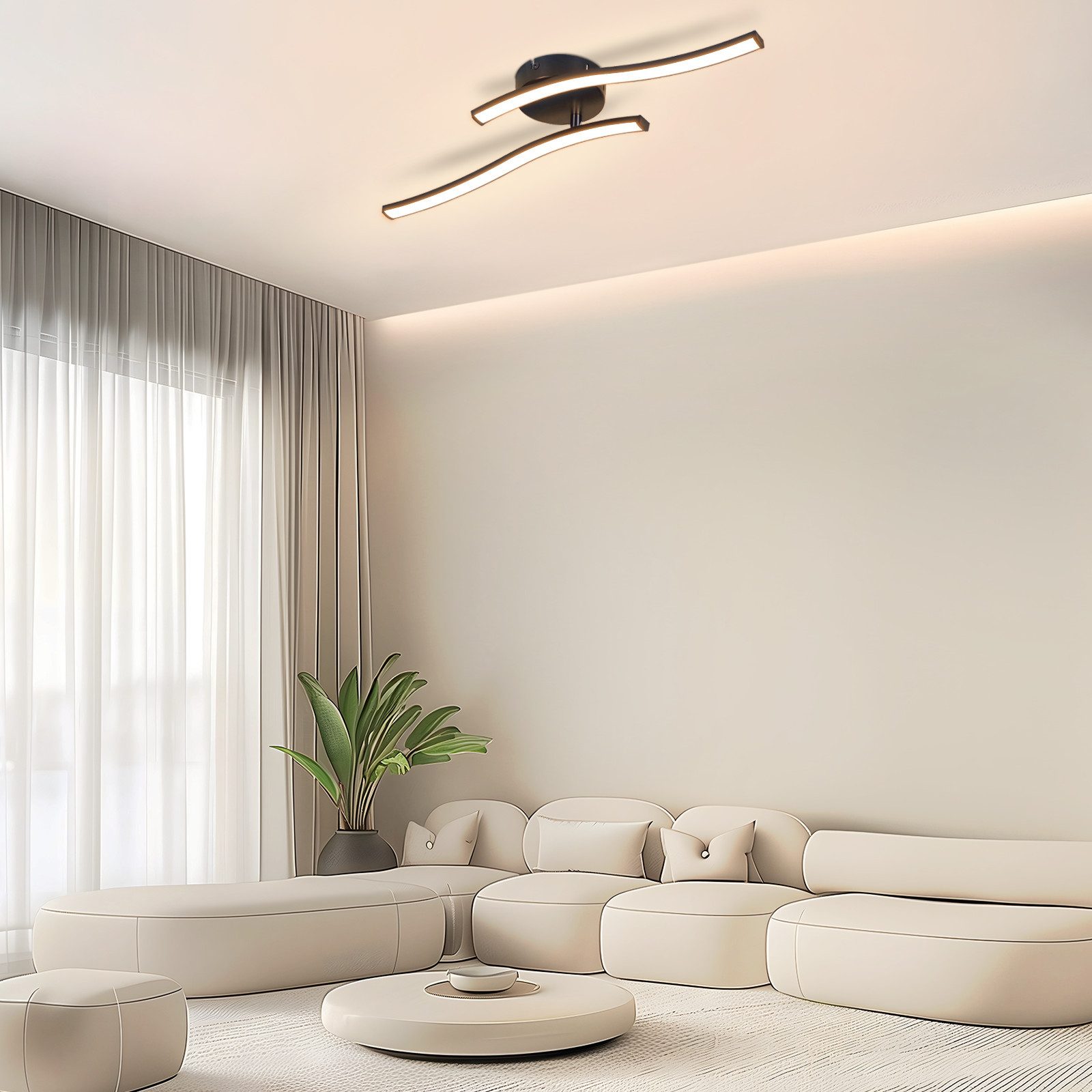 ZMH LED Deckenleuchte Wohnzimmer Schwarz Wellen Design Modern Deckenlampe 3 günstig online kaufen