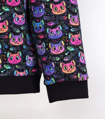 coolismo Sweater Kinder Sweatshirt Mädchen Pullover mit bezaubernden Katzen-Motiv-Print Baumwolle, Made in Europa