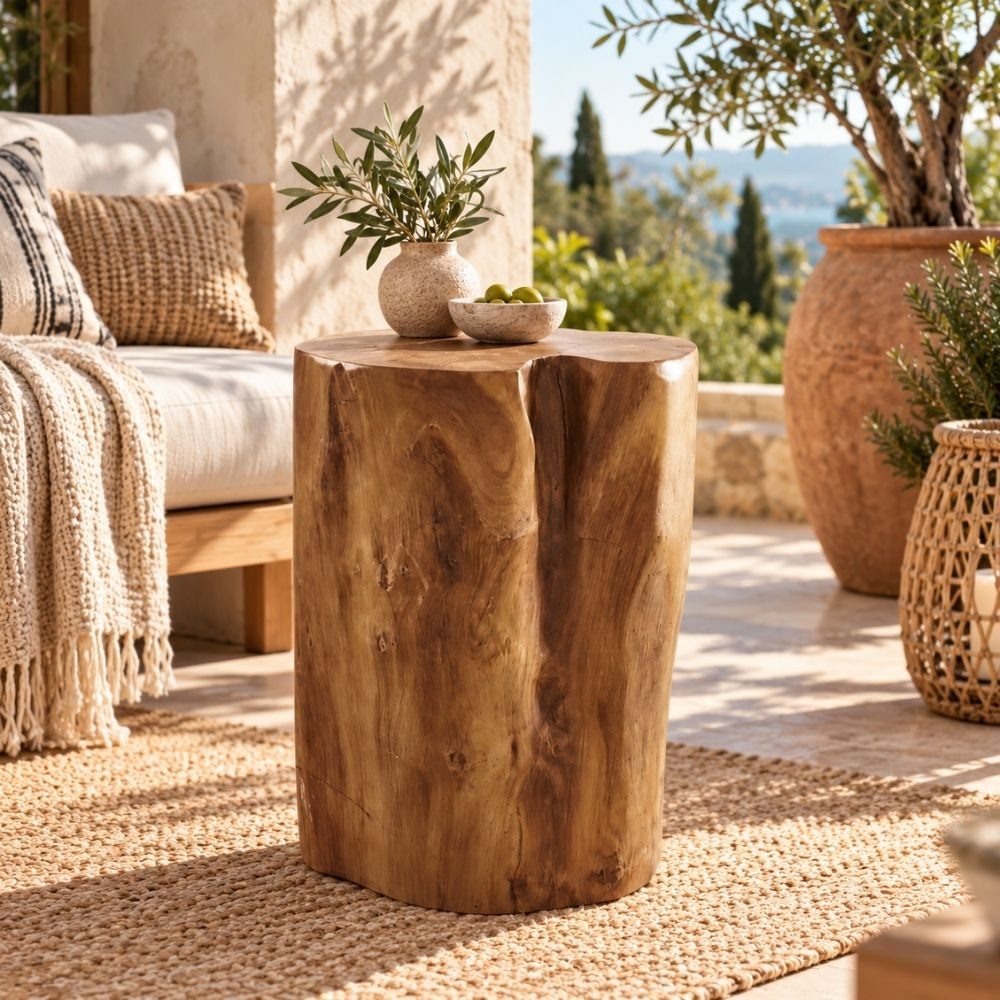 LebensWohnArt Sitzhocker Teak Beistelltisch Hocker HEAVY STOOL rund 40cm Handmade massiv