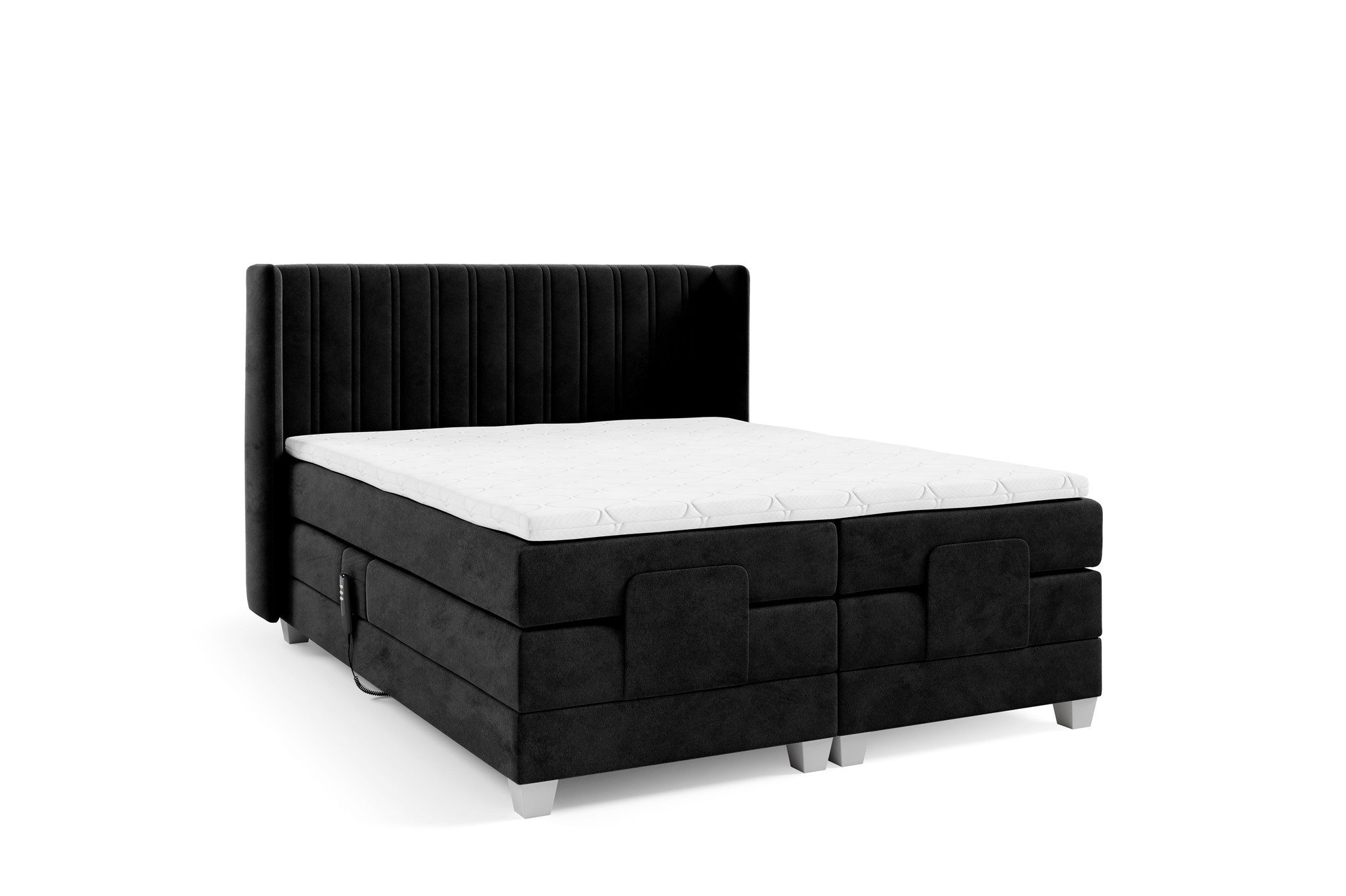 Fun Möbel Boxspringbett Schlafzimmerbett Elektrisches Bett MAGNUS in Stoff Salvador (inkl. Topper), Liegefläche elektrisch verstellbar