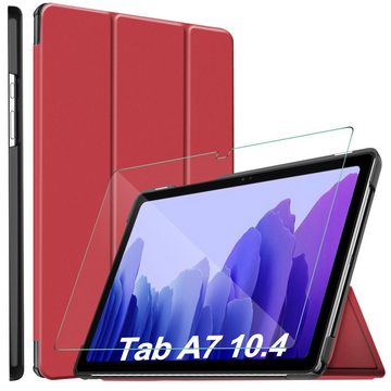 IVSO Tablet-Hülle Hülle Kompatibel mit Samsung Galaxy Tab A7 10.4 2020, 26,4 cm (10,4 Zoll), Mit Panzerglas, Slim Hochwertiges PU Schutzhülle mit Displayschutz Kompatibel mit