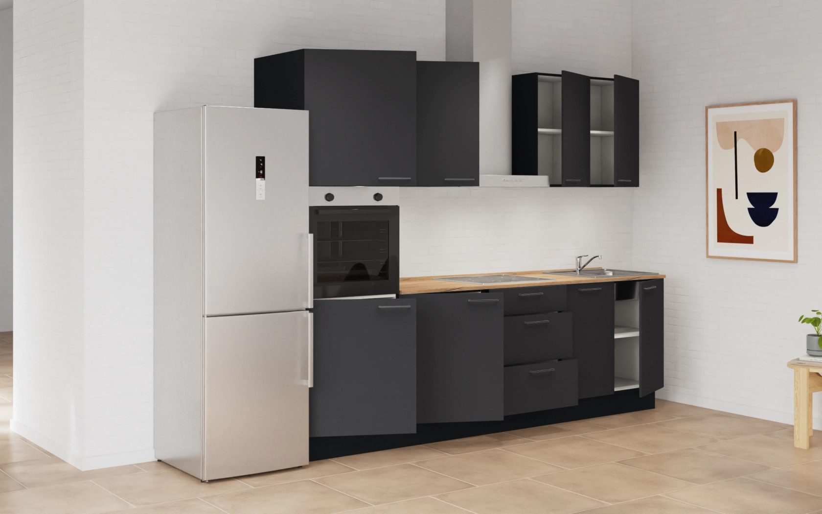 nobilia® Küchenzeile Norr, individuell anpassbar, gratis Küchenplanung mit Profis, (Breite 270 cm), vormontiert, wahlw. mit E-Geräten, inkl. Lieferung