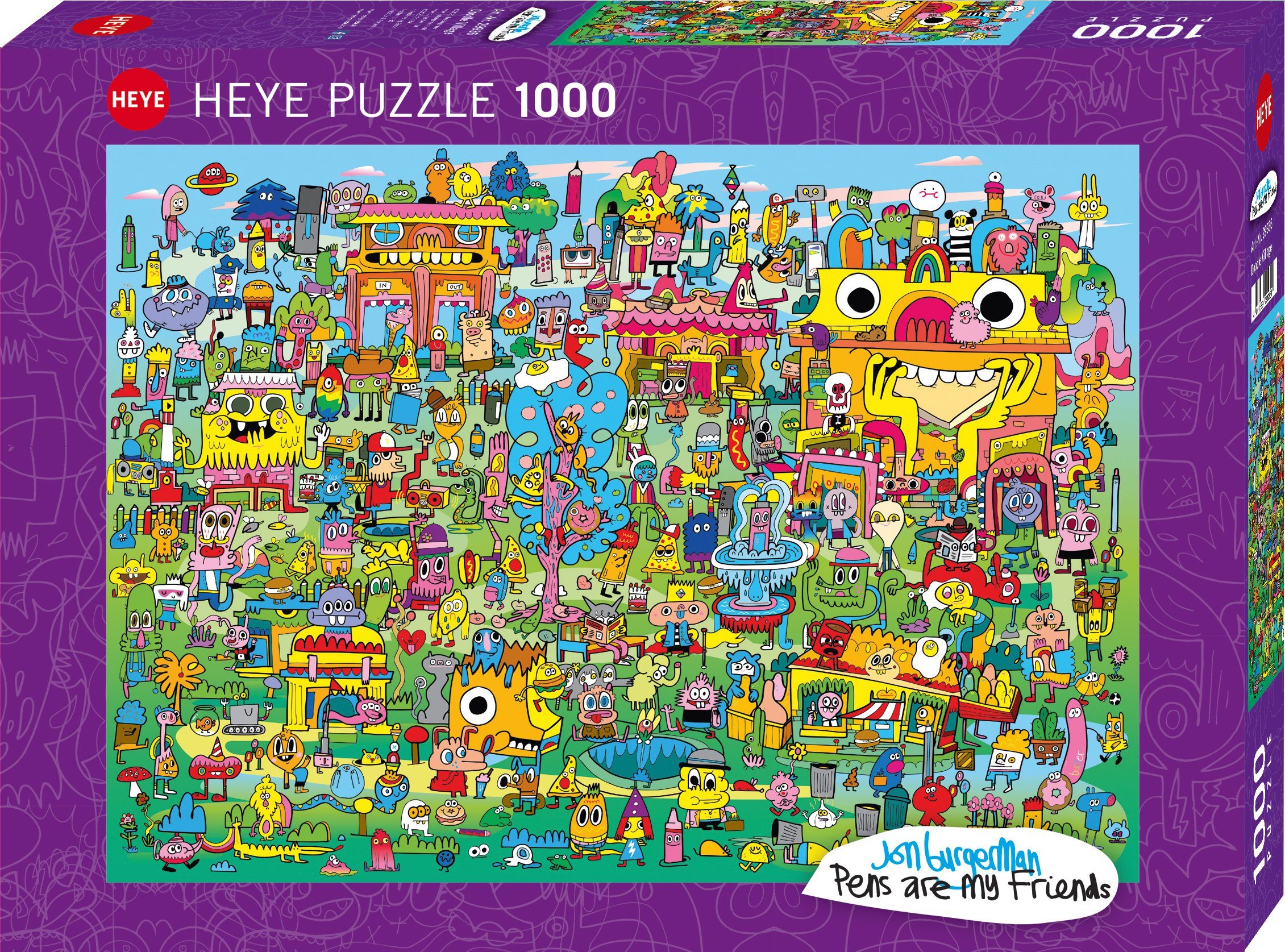 HEYE Puzzle Doodle Village, 1000 Puzzleteile, Made in Germany