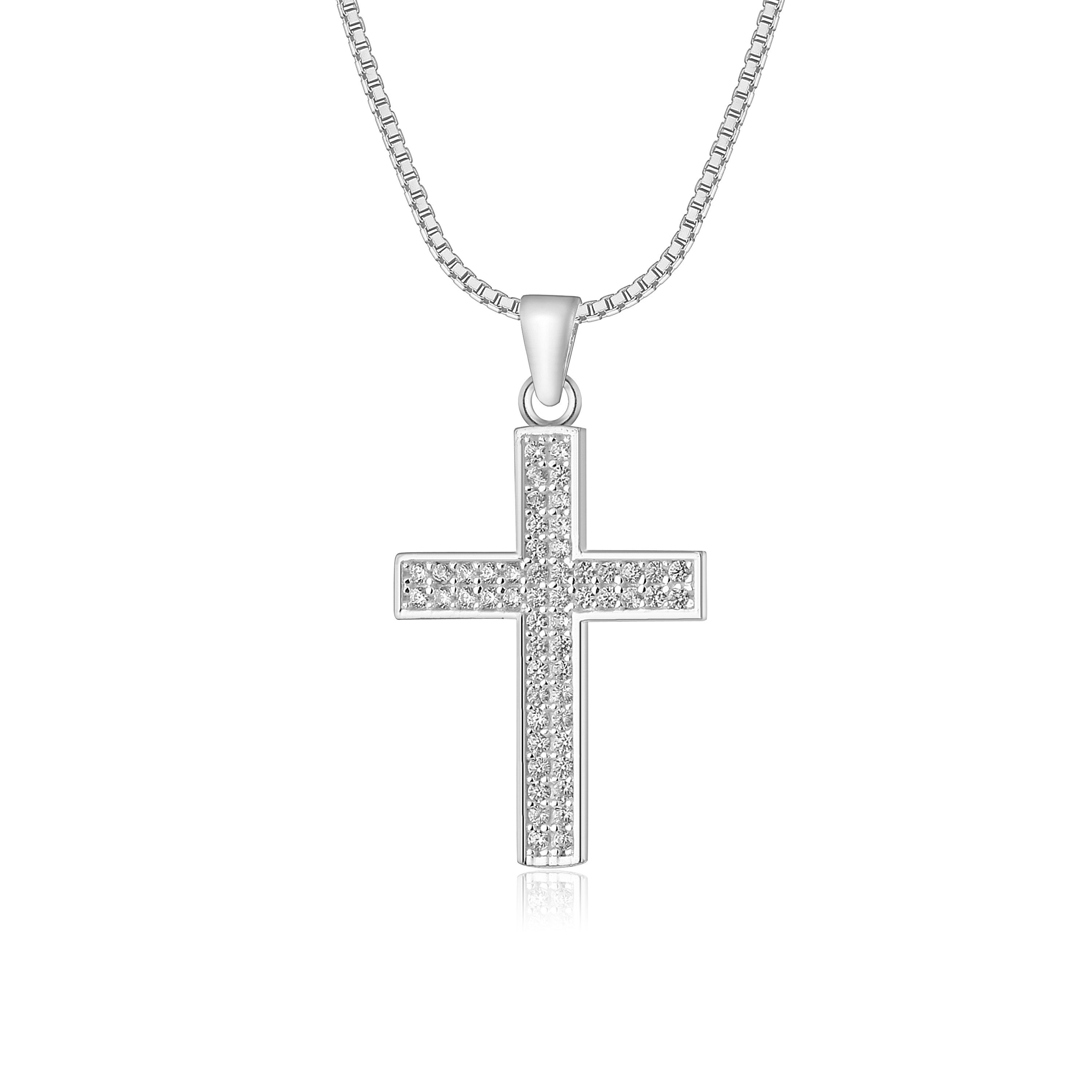 Kette mit Anhänger Kreuz Silberkette Kreuz Kette