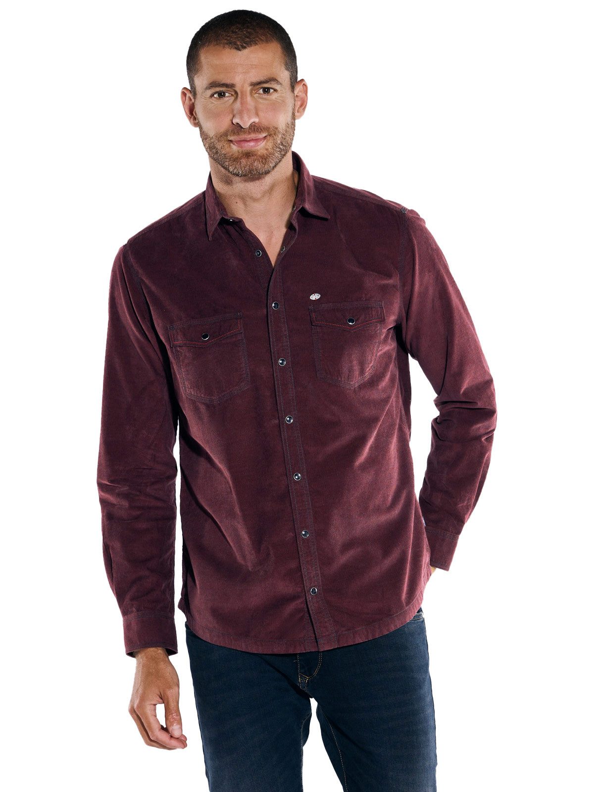 Engbers Langarmhemd engbers Herren Langarm-Hemd uni, Bordeaux