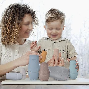 CoolBlauza Lernspielzeug Pädagogisches Stapelspielzeug für Kinder 4er-Set (4-St., Russische Nistpuppen, Silikon), Kindergeburtstagsgeschenk oder Heimdekoration