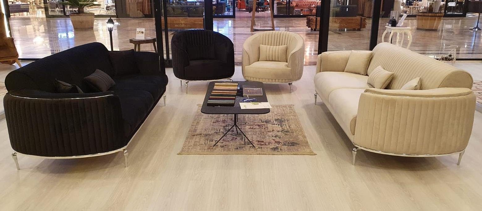 Sitz Luxus Couch Sessel JVmoebel Polster Schwarz Design Textil Neu Wohnzimmer Sessel