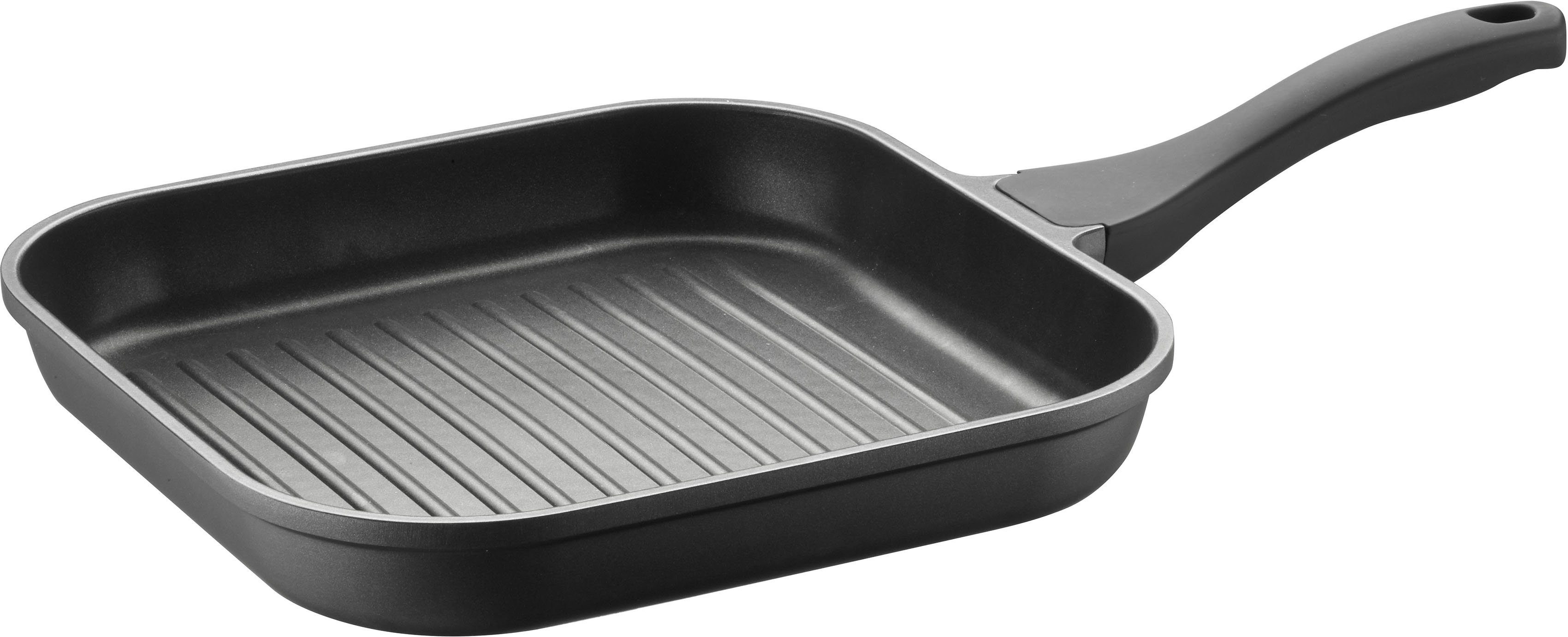 PINTINOX Grillpfanne Pro, Aluminium (Set, 5-tlg), 3-lagige Antihaftbeschichtung, inkl. 4 Steakmessern, Induktion
