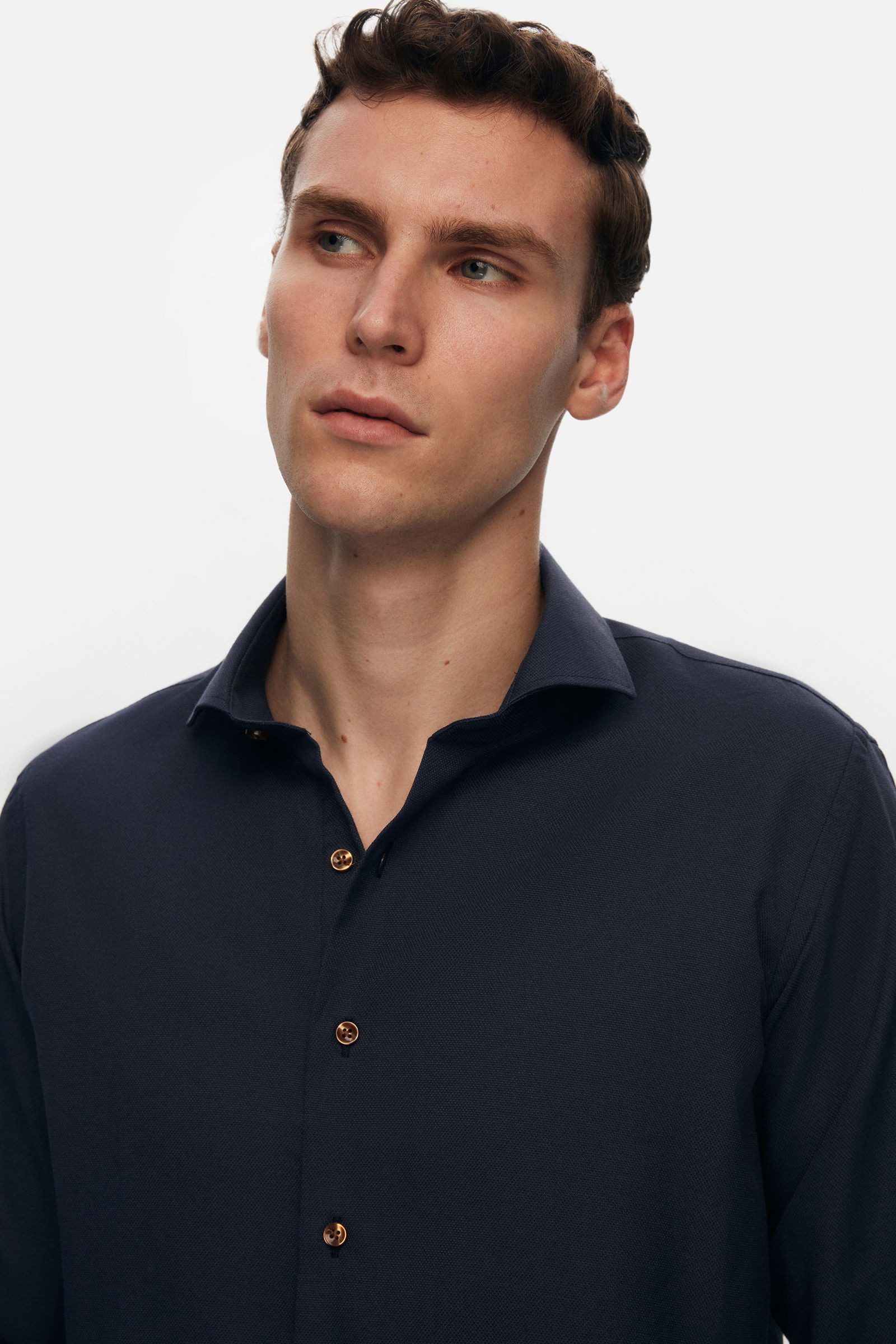 D'S DAMAT Businesshemd Ds Damat Slim Fit Dobby-Hemd mit italienischem Kragen