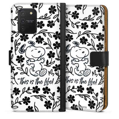 DeinDesign Handyhülle Peanuts Blumen Snoopy Snoopy Black and White This Is The Life, Samsung Galaxy S10 Lite Hülle Handy Flip Case Wallet Cover