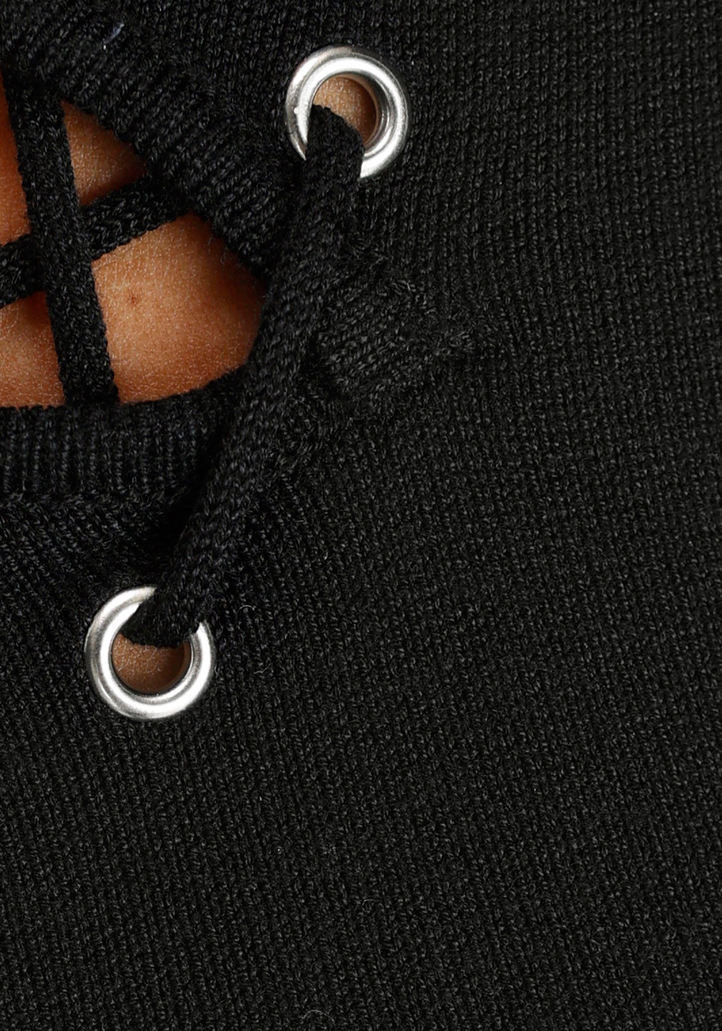 Melrose Stehkragenpullover feminine Passform mit Zier-Schnürung