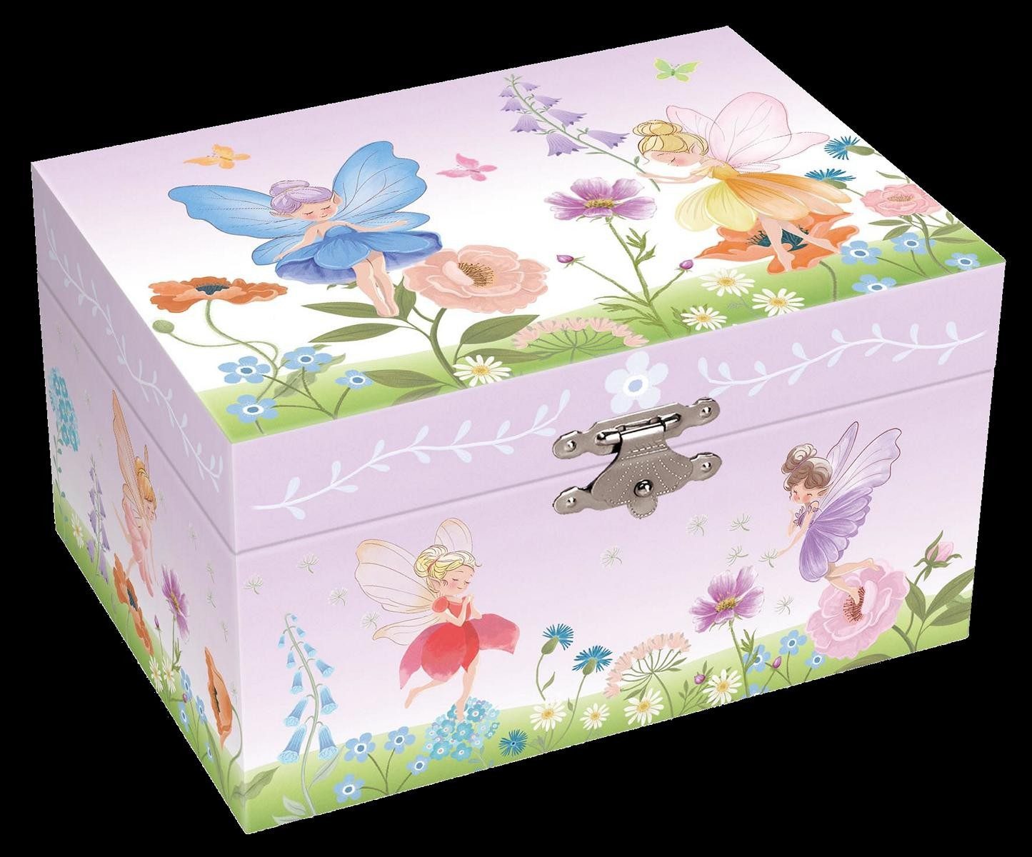Musicboxworld Spieluhr Spieluhr - Schmuckschatulle mit Elfen und Blumen